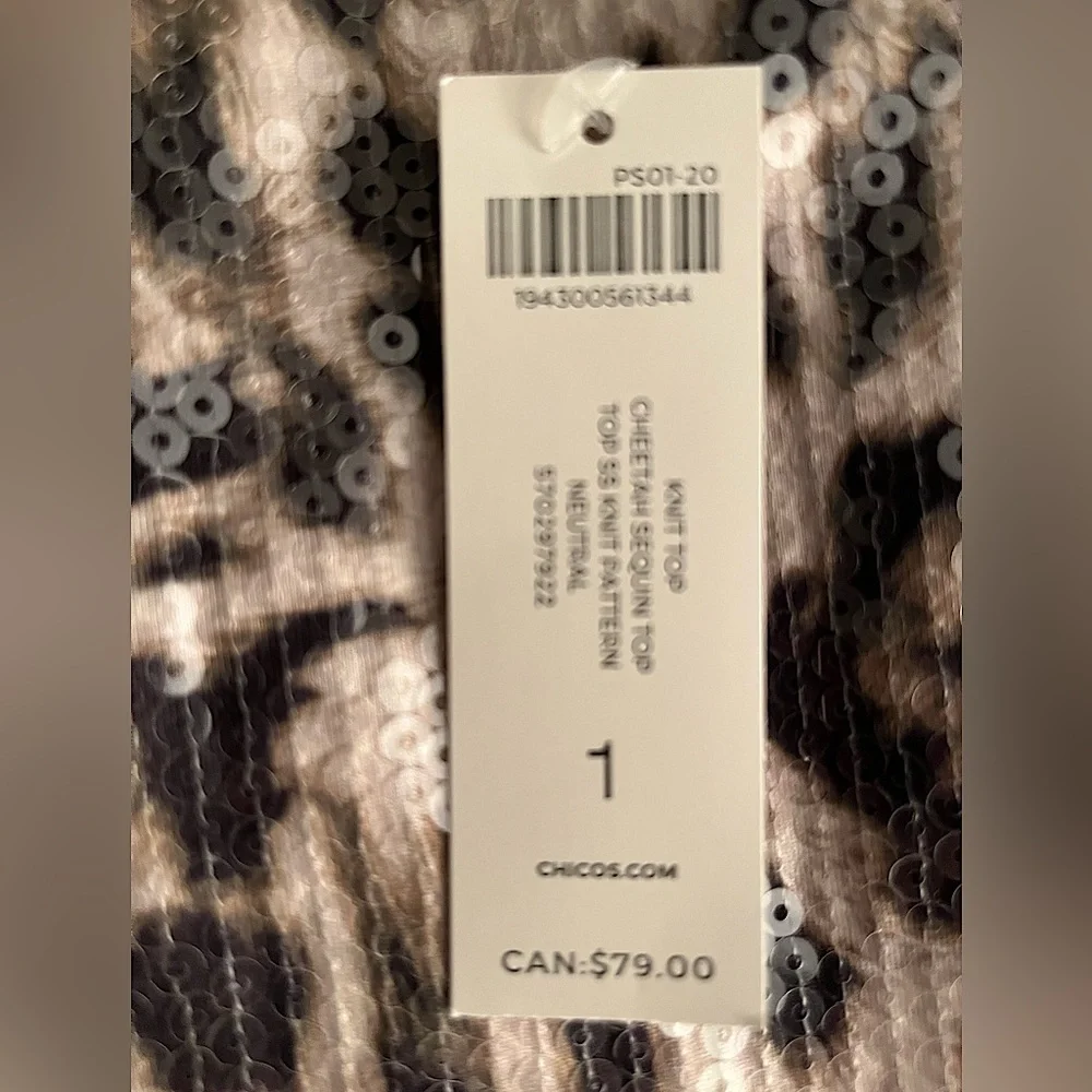NWT Chico’s Cheetah-Print Sequin Top - Picture 6 of 12